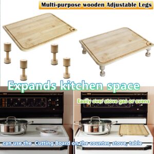 ANFU Cutting Board Adjustable Feet, Wood Adjustable Feet for Countertop Cutting Board- Kit to Elevate and Skid-Proof Your Cutting Board (Beige)