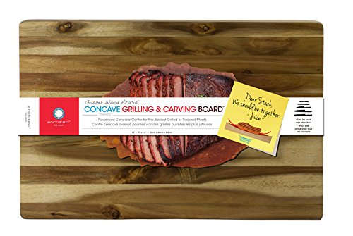 Architec Concave Acacia Carving Board, Gripperwood Collection with Non-slip Gripper Feet, 13 by 19-Inches