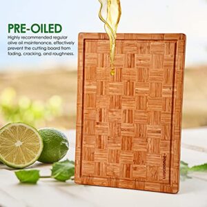 LUUKMONDE Bamboo Cutting Boards, Large Cutting Boards for Kitchen with Juice Groove and Handles, Wooden Cutting Boards, Butcher Block Boards for Meat Cheese and Vegetables