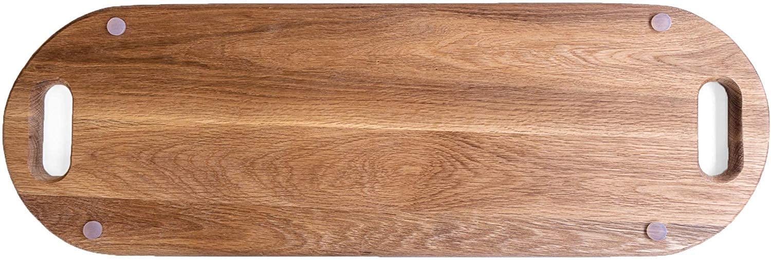 LUX American Oak Wood Oversized Charcuterie Board Extra Long 26" x 8.7" | Cheese Board With Handle |Fruit Grazing Platter | Serving Board for Cheeses, Meats, Crackers, and Wine | Long Cutting Board