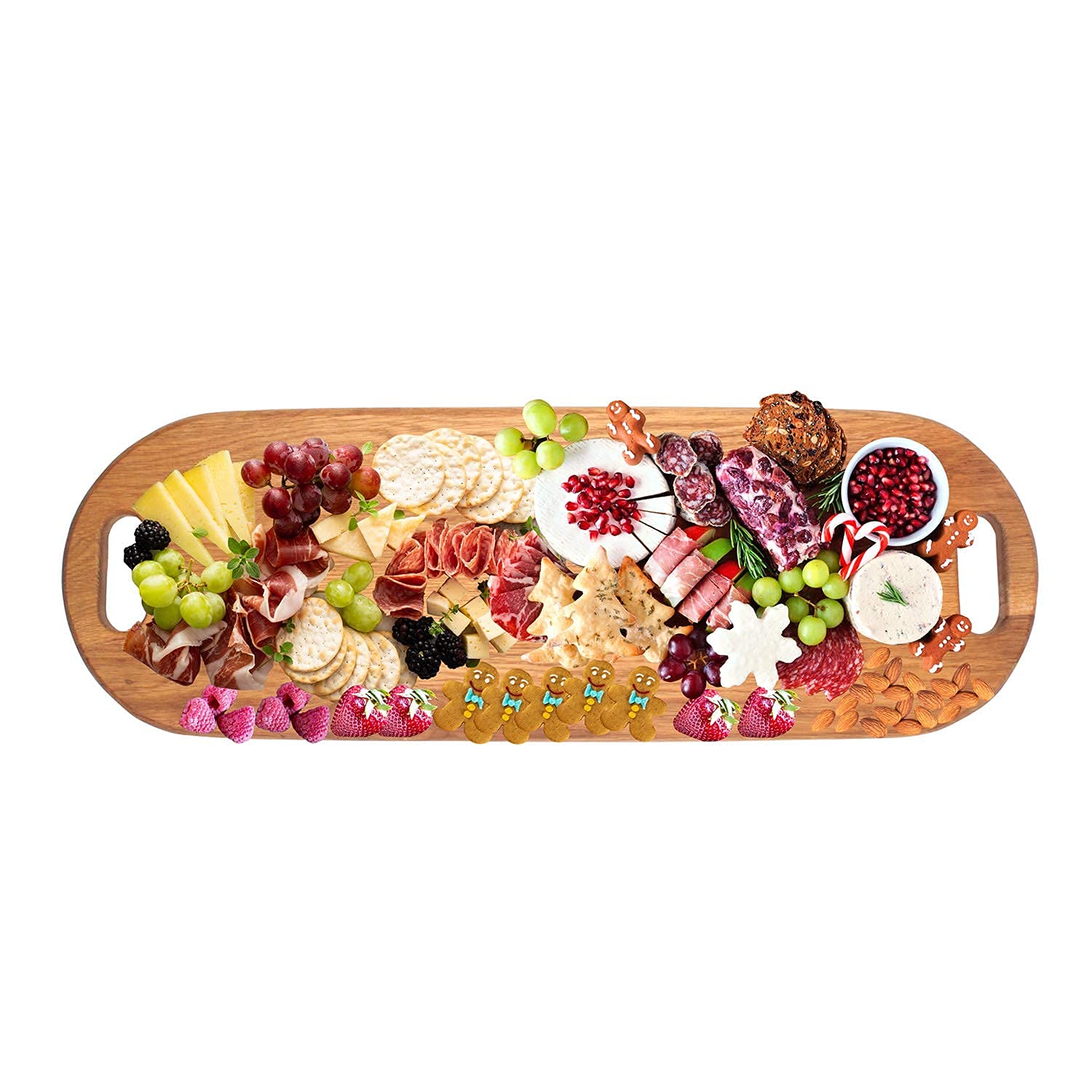 LUX American Oak Wood Oversized Charcuterie Board Extra Long 26" x 8.7" | Cheese Board With Handle |Fruit Grazing Platter | Serving Board for Cheeses, Meats, Crackers, and Wine | Long Cutting Board