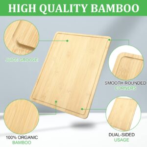 10 Pieces Bamboo Cutting Boards Set Bamboo Chopping Board Bulk Wooden Cutting Boards Thick Sturdy Chopping Board with Juice Groove for Kitchen Meat Cheese and Vegetables Heavy Duty Serving Tray