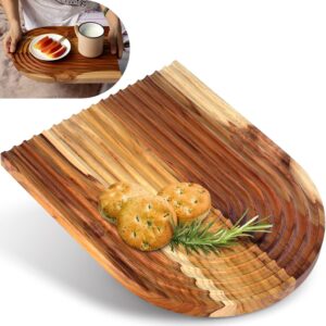 decorative wooden teak charcuterie board, wooden serving boards for kitchen home decor, coffee table tray, breakfast dinner party, bead boards jewelry making (the arch shape/grooved)