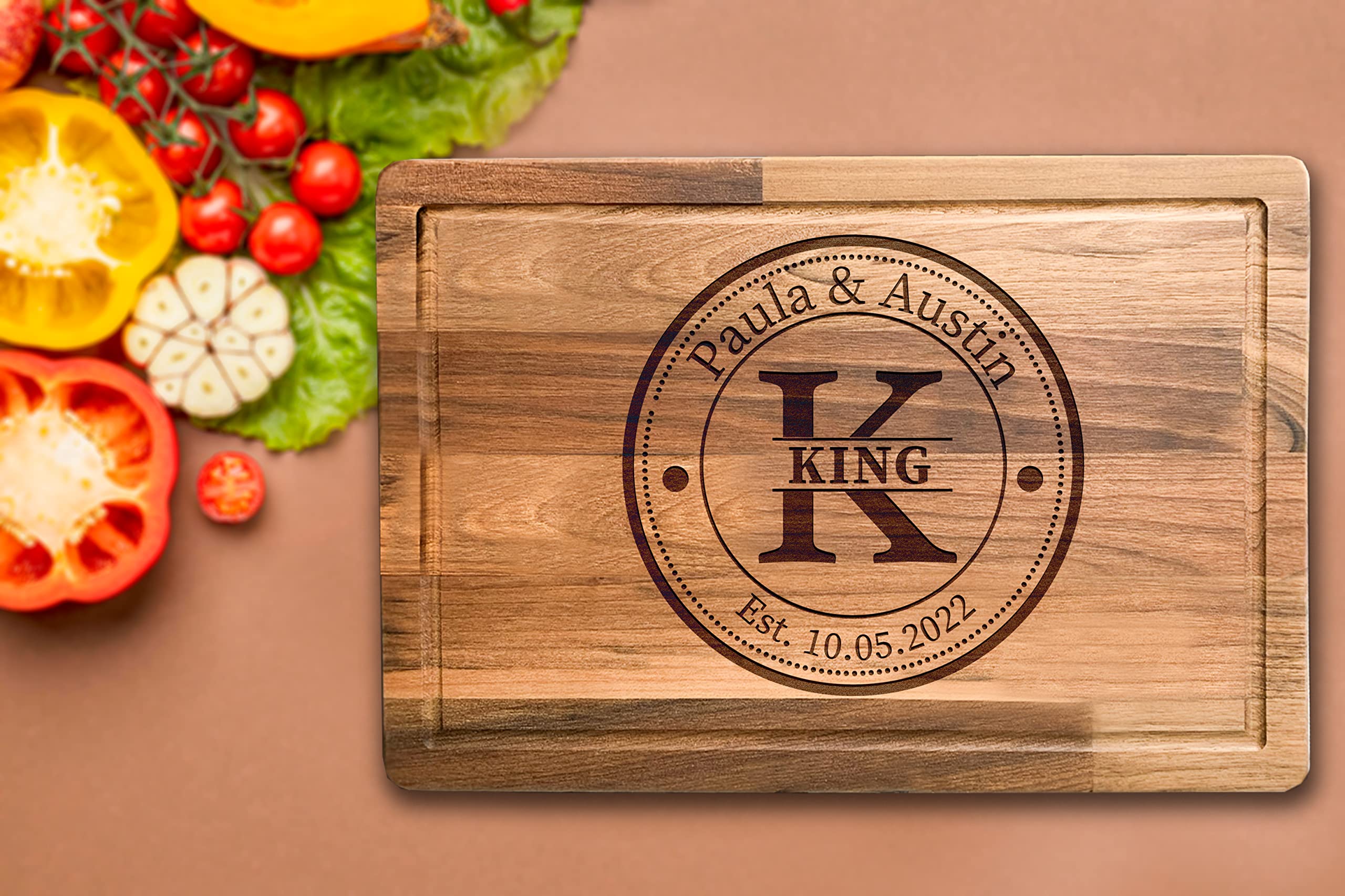 Personalized Cutting Board, Perfect Gifts for Couples or Parents, Customizable Christmas Gifts, Wedding, Anniversary, House Warming Gift Idea, Wooden Kitchen Decor New Homeowners (Bamboo, Medium)