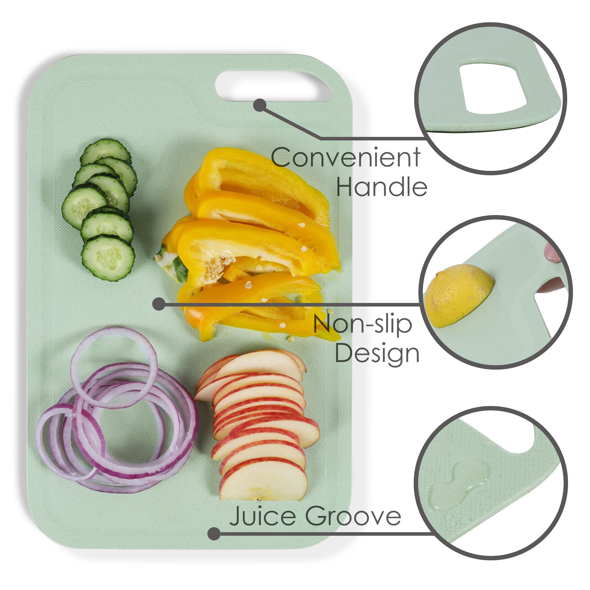 Arquiel Plastic Cutting Boards for Kitchen, 7 Pcs Multiple Size Cutting Boards with Fruits Vegetable Peeler Scissors Knife Set, Camping Kitchen Apartment Essentials