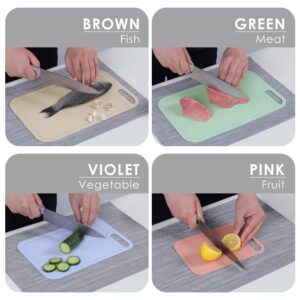 Arquiel Plastic Cutting Boards for Kitchen, 7 Pcs Multiple Size Cutting Boards with Fruits Vegetable Peeler Scissors Knife Set, Camping Kitchen Apartment Essentials