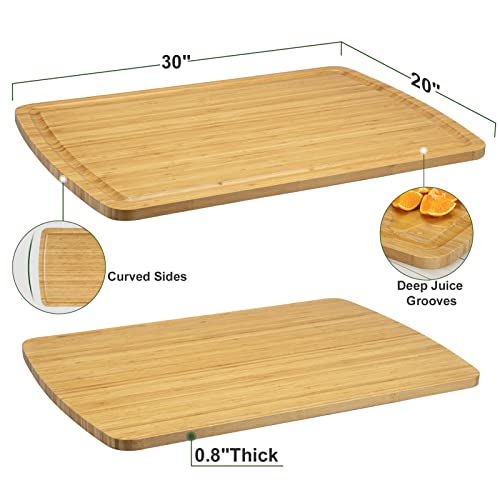 30x20 Bamboo Wood Cutting Board for Kitchen, Extra Large Cutting Board with Juice Groove, Over Sink Cutting Board, Stove Top Cover, Noodle Board Stove Cover