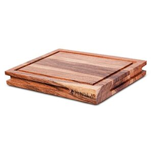 hindla handmade wooden cutting board – 2in1 acacia wood chopping board & charcuterie board serving tray – functional handmade butcher block wood cutting board for meat and vegetables – food safe