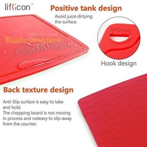 Liflicon Extra Large Thick Silicone Cutting Board 14.6'' x 10.43'' Chopping Board Flexible Cutting Mats Dishwasher Safe-Red