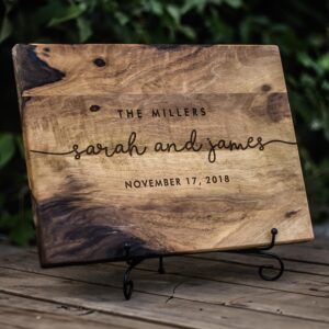 wedding anniversary gifts for women, for couple or bride - walnut personalized cutting boards, engraved wooden cutting board, custom cutting board, bridal shower gift, christmas gifts for mom