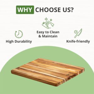 BEEFURNI Teak Wood Cutting Board with Hand Grip, Small Wooden Cutting Boards for Kitchen, Small Chopping Board Wood, Kitchen Gifts, 1-Year Manufacturer Warranty, (S, 18L x 14W x 1H inches)