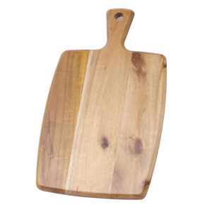 viewood acacia wood cutting board with handle & hole - wooden kitchen chopping boards for meat (butcher block) vegetables and cheese (17"x10")