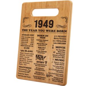 jettryran 75th birthday gifts for women men 75 years old birthday gifts- vintage 1949, 1949 poster, back in 1949 cutting board- 75th birthday decorations- turning 75 c009