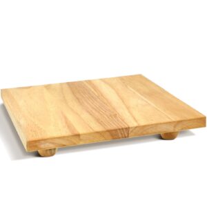 wood cutting board with feet chopping block cutting board square butcher block with legs kitchen chopping board for home kitchen charcuterie, 11.8 inches square, 2.6 inches thick