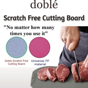 doblé Non-Scratch Flexible Cutting Board for Chopping, Scratch Free Juice Grooves with Easy Grip Handle, Non-Slip Dishwasher Safe for Kitchen (Medium (13.5" x 9.3"), Blue gray)