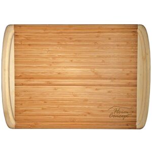 Heim Concept Organic Bamboo Large Cutting Board with End Groove, Beige