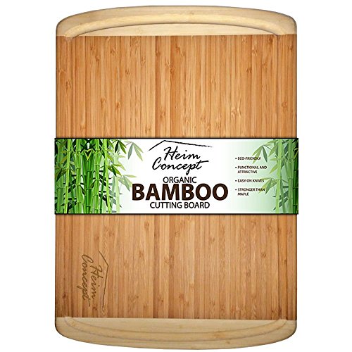 Heim Concept Organic Bamboo Large Cutting Board with End Groove, Beige