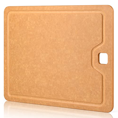 YUN-YNS Bamboo Cutting Boards Kitchen Extra Large Juice Groove Dishwasher Safe Chopping Board，14.6" x 10.8" x 0.35"