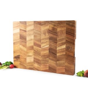 bill.f chopping board 18" large acacia wood cutting chopping board for kitchen with end-grain,1" thick large butcher block 18x13x1.0 in