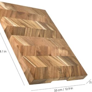BILL.F Chopping Board 18" Large Acacia Wood Cutting Chopping Board for Kitchen with End-Grain,1" Thick Large Butcher Block 18x13x1.0 in