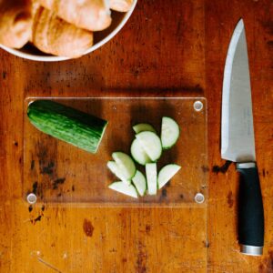 Thirteen Chefs Small Acrylic Cutting Board, 10x6 Inch with Rubber Feet, Clear - Dishwasher Safe and BPA Free