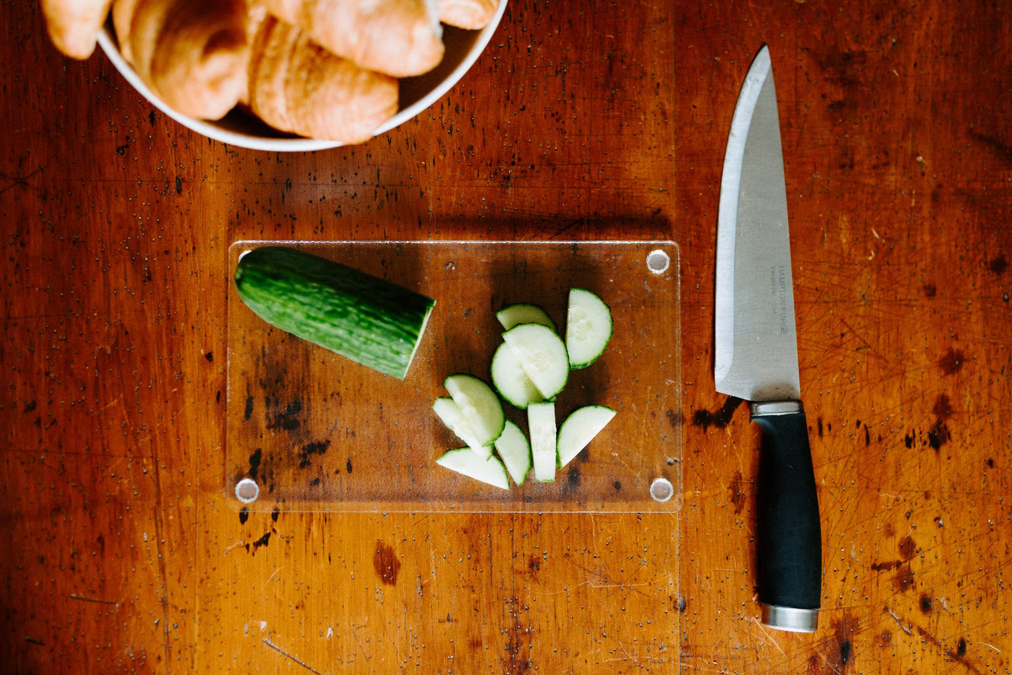 Thirteen Chefs Small Acrylic Cutting Board, 10x6 Inch with Rubber Feet, Clear - Dishwasher Safe and BPA Free