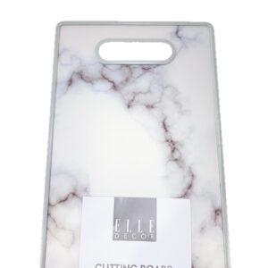 Elle Decor Premium Marble Cutting Board-Medium Chopping Block with Easy Grip Handle-Ideal for Kitchen and Serving Fruits, Vegetables and Cheese-Dishwasher Safe