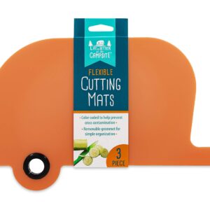 Camco Life is Better at The Campsite Flexible RV Shaped Cutting Mat Set - Prevents Food Cross Contamination with (3) Color Coded Cutting Mats - Dishwasher Safe (43771)