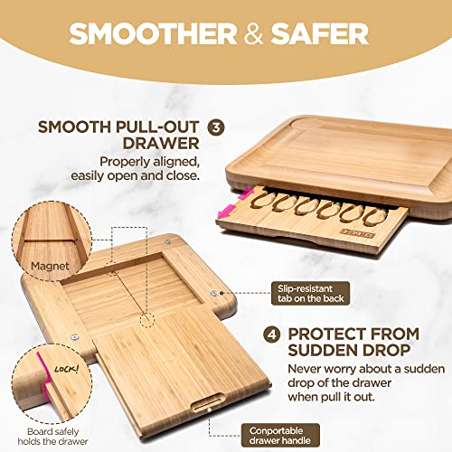 TMD Cheese Board with Knife Set (6pcs) – Elegant Charcuterie Boards with 2 Round Bowls – Wooden Charcuterie Board Set – Cheese board set to Display Your Assortments in Style