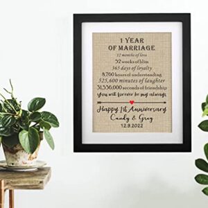 Personalised 1st Wedding Anniversary Framed 1st Year of gifts for Him, Her Custom 1 Year of Gift for Husband, Wife