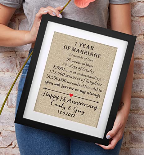 Personalised 1st Wedding Anniversary Framed 1st Year of gifts for Him, Her Custom 1 Year of Gift for Husband, Wife