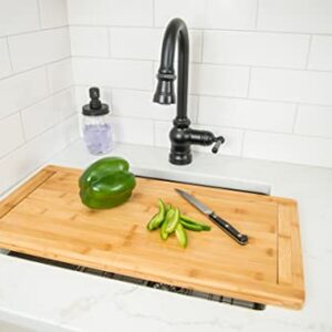 Lipper International 8841 Bamboo Wood Over-the-Sink Expandable Cutting Board, 34" x 11 1/2" x 3/4"