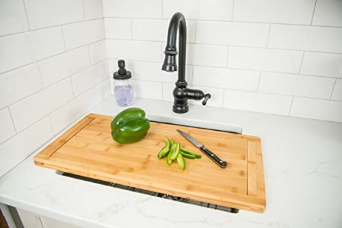 Lipper International 8841 Bamboo Wood Over-the-Sink Expandable Cutting Board, 34" x 11 1/2" x 3/4"