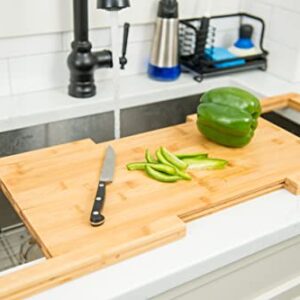 Lipper International 8841 Bamboo Wood Over-the-Sink Expandable Cutting Board, 34" x 11 1/2" x 3/4"