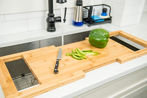 Lipper International 8841 Bamboo Wood Over-the-Sink Expandable Cutting Board, 34" x 11 1/2" x 3/4"