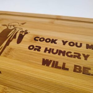 YUKEI Yoda Cook You Must or Hungry You Will Be 15'' x 9.4'' Chopping Board