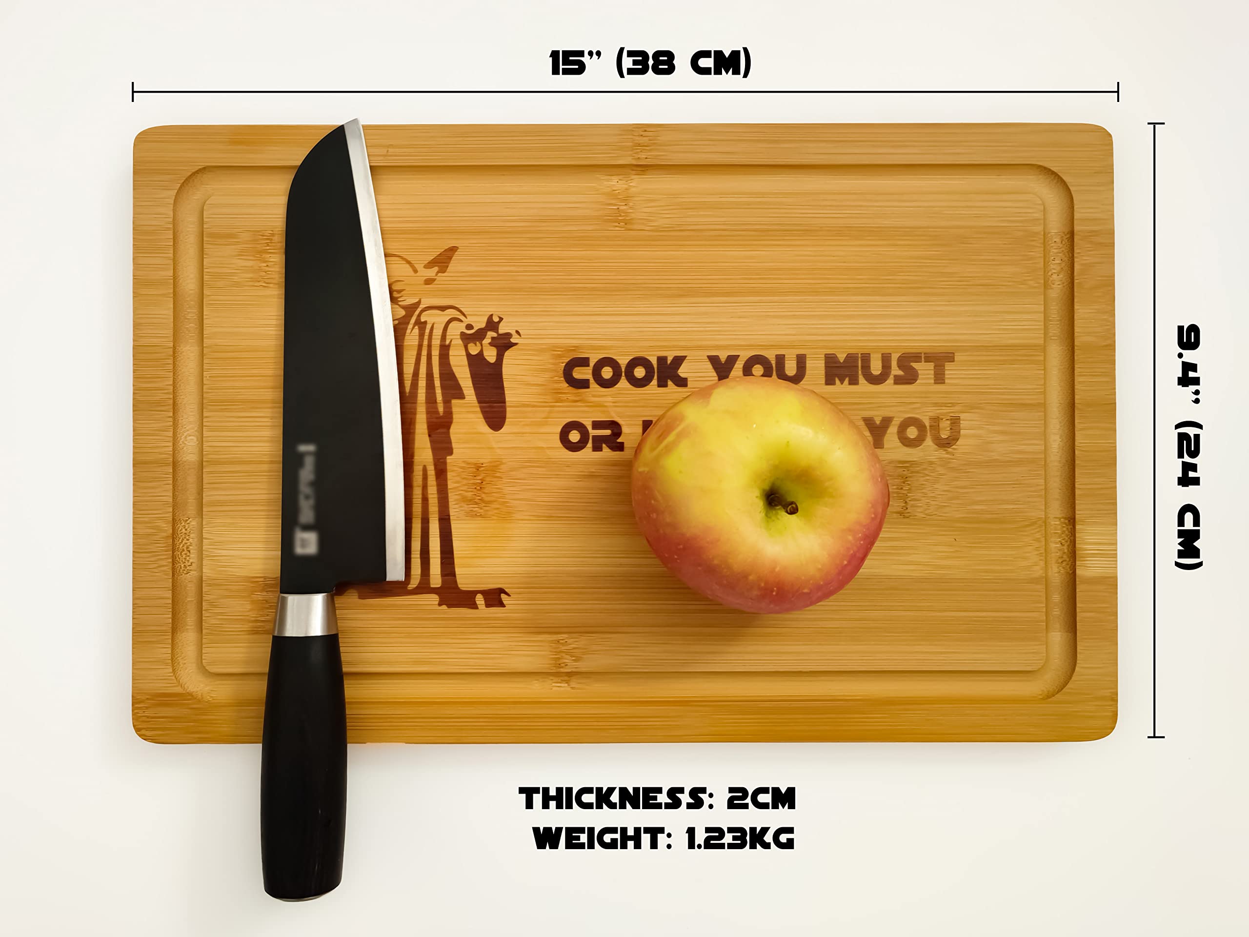 YUKEI Yoda Cook You Must or Hungry You Will Be 15'' x 9.4'' Chopping Board