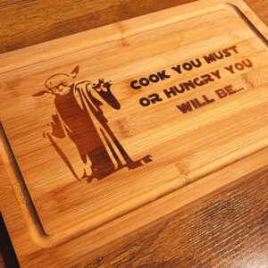 YUKEI Yoda Cook You Must or Hungry You Will Be 15'' x 9.4'' Chopping Board