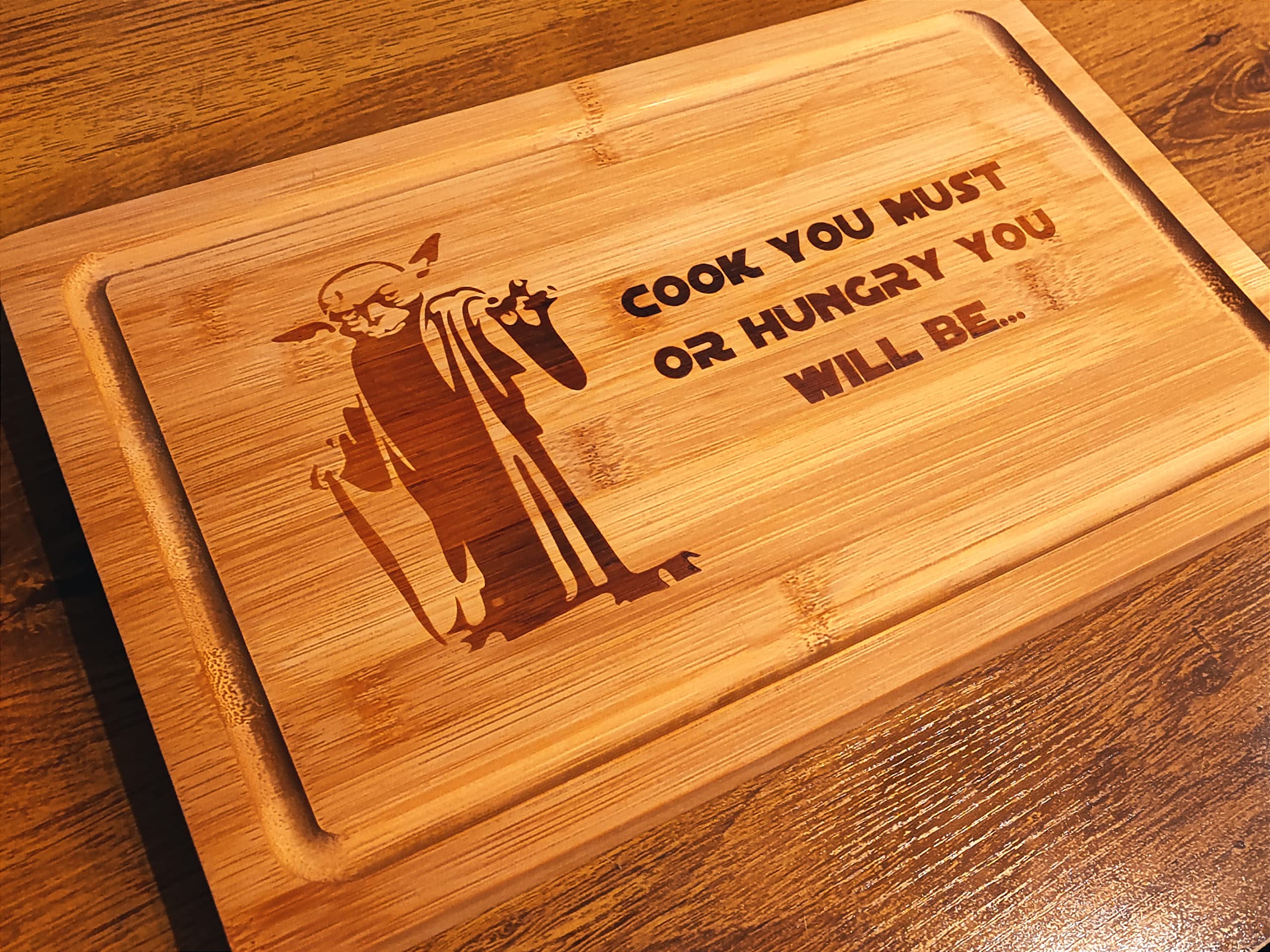 YUKEI Yoda Cook You Must or Hungry You Will Be 15'' x 9.4'' Chopping Board