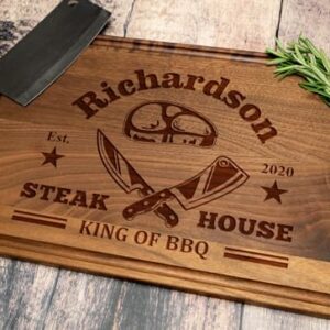 Personalized Dad Cutting Board - Custom Wood Grill Board For BBQ Masters - Unique Barbeque and Grilling Gift Idea for Fathers Day, Birthday, Anniversary, Christmas For Men, Husband, Dad, Grandpa, Him