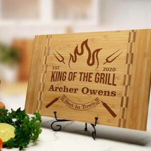 Personalized Dad Cutting Board - Custom Wood Grill Board For BBQ Masters - Unique Barbeque and Grilling Gift Idea for Fathers Day, Birthday, Anniversary, Christmas For Men, Husband, Dad, Grandpa, Him