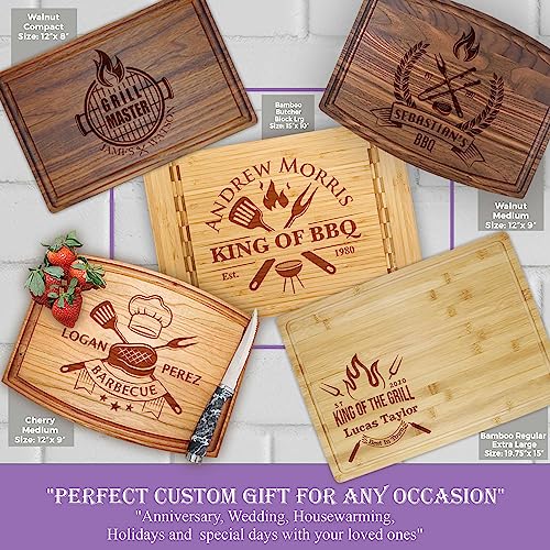 Personalized Dad Cutting Board - Custom Wood Grill Board For BBQ Masters - Unique Barbeque and Grilling Gift Idea for Fathers Day, Birthday, Anniversary, Christmas For Men, Husband, Dad, Grandpa, Him