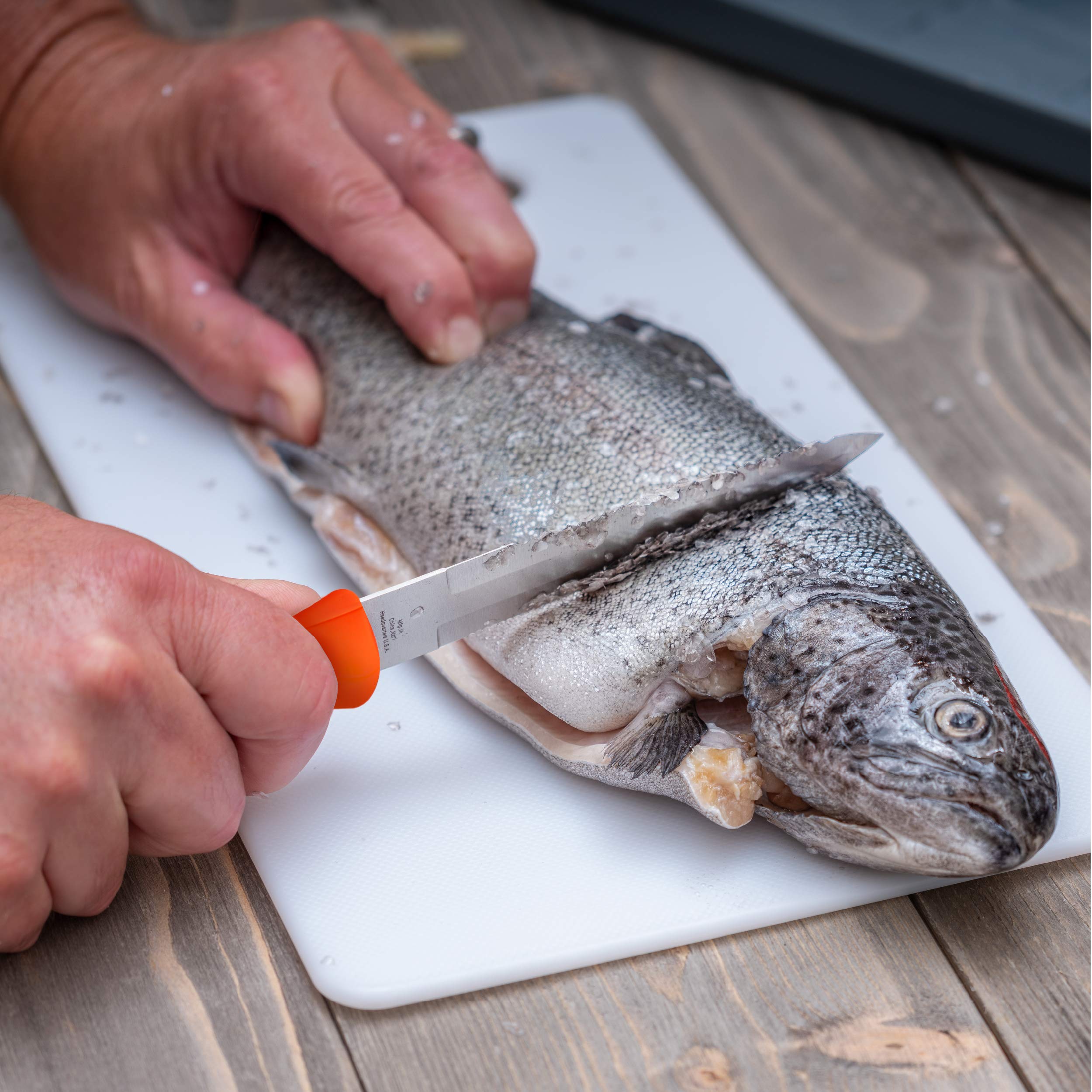 Flex Fillet Fishing Cutlery Set with Sharpening Steel, Cutting Board and Durable Leymar Handles, 5-peice