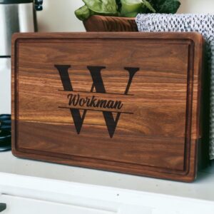 refine kitchenware extra large walnut personalized cutting board | monogrammed walnut cutting board, christmas gift, anniversary gift, 100% made in the usa