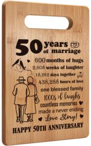 50th anniversary wedding gifts for couple, 50 years anniversary wedding gifts, wedding anniversary cutting board, 50 years as mr and mrs, 50 year golden wedding gifts for him her, husband wife