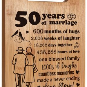 50th Anniversary Wedding Gifts for Couple, 50 Years Anniversary Wedding Gifts, Wedding Anniversary Cutting Board, 50 Years as Mr and Mrs, 50 Year Golden Wedding Gifts for Him Her, Husband Wife