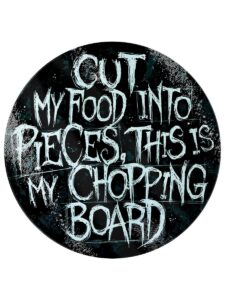 cut my food into pieces circular glass chopping board