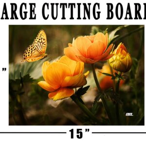 Yellow Butterfly Flower Kitchen Glass Cutting Board Decorative Gift For Mom Design