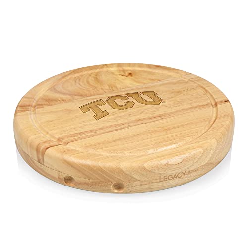 PICNIC TIME NCAA TCU Horned Frogs Circo Cheese Board and Knife Set - Charcuterie Board Set - Wood Cutting Board