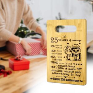 25th Years Anniversary Wedding Gift For Her Him - Personalized Bamboo Cutting Board Wedding Gift for Wife Husband Mom Dad - 25th Anniversary Cutting Board Home Decorations Gift